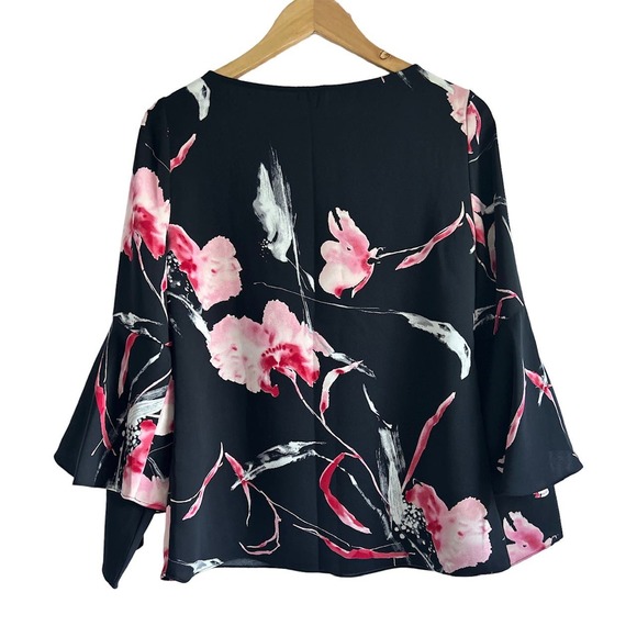 Chicos Women’s Size Small Orchid Floral Tiered Sleeve Blouse Top - Picture 3 of 8